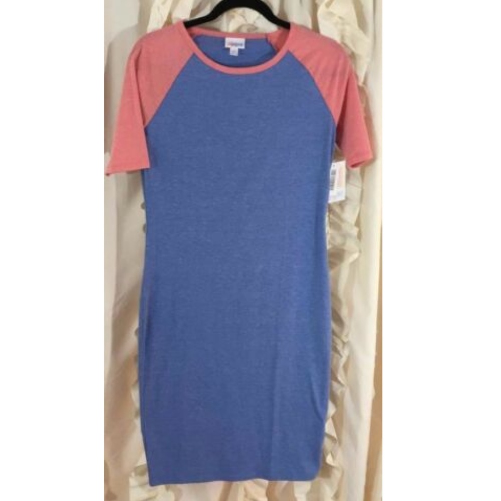 LuLaRoe Julia Pencil Dress Blue Coral XS